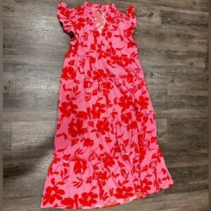 Umgee Pink and Red Ruffle Dress